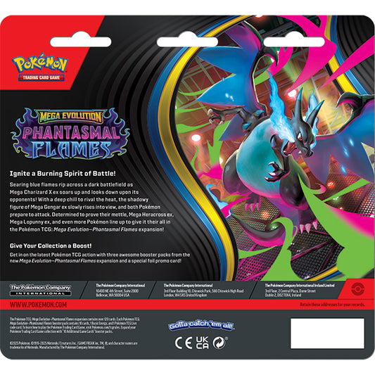 Pokémon TCG: Mega Evolution 02 Phantasmal Flames- 3-Booster Blister