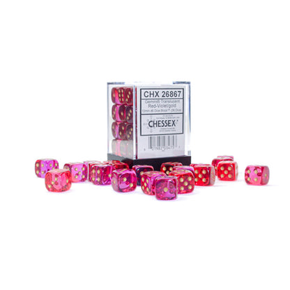 Buy 12mm 36d6 Gemini Translucent: Red-Violet/Gold Dice From Kollect Korner at $10.99 2