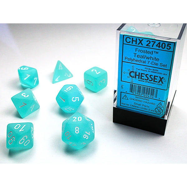 Buy Chessex 7-Die Set Frosted: Teal/White Dice From Kollect Korner at $9.99 2