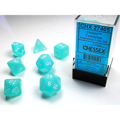 Buy Chessex 7-Die Set Frosted: Teal/White Dice From Kollect Korner at $9.99 2