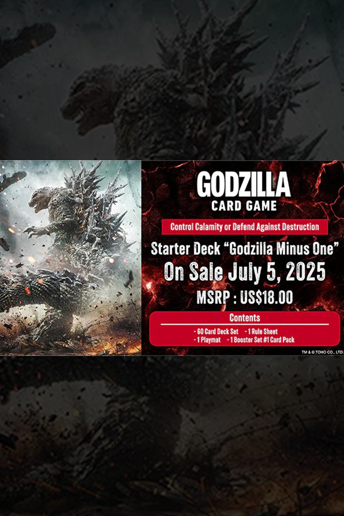 Buy Godzilla Card Game: Godzilla Minus One Starter Deck Playable Decks From Kollect Korner at $18.00 1