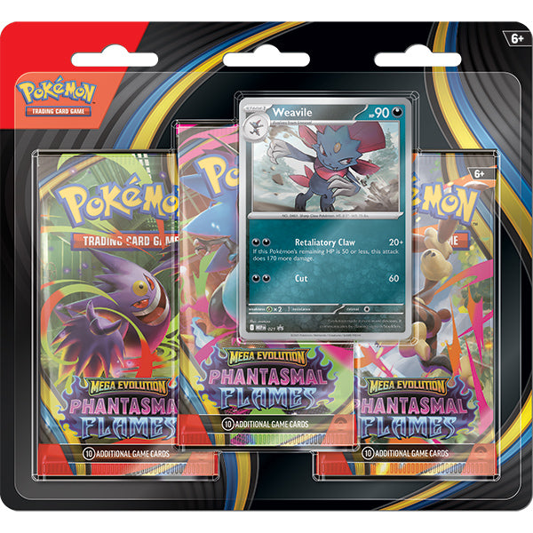 Buy Pokémon TCG: Mega Evolution 02 Phantasmal Flames- 3-Booster Blister Booster Packs From Kollect Korner at $18.99 1